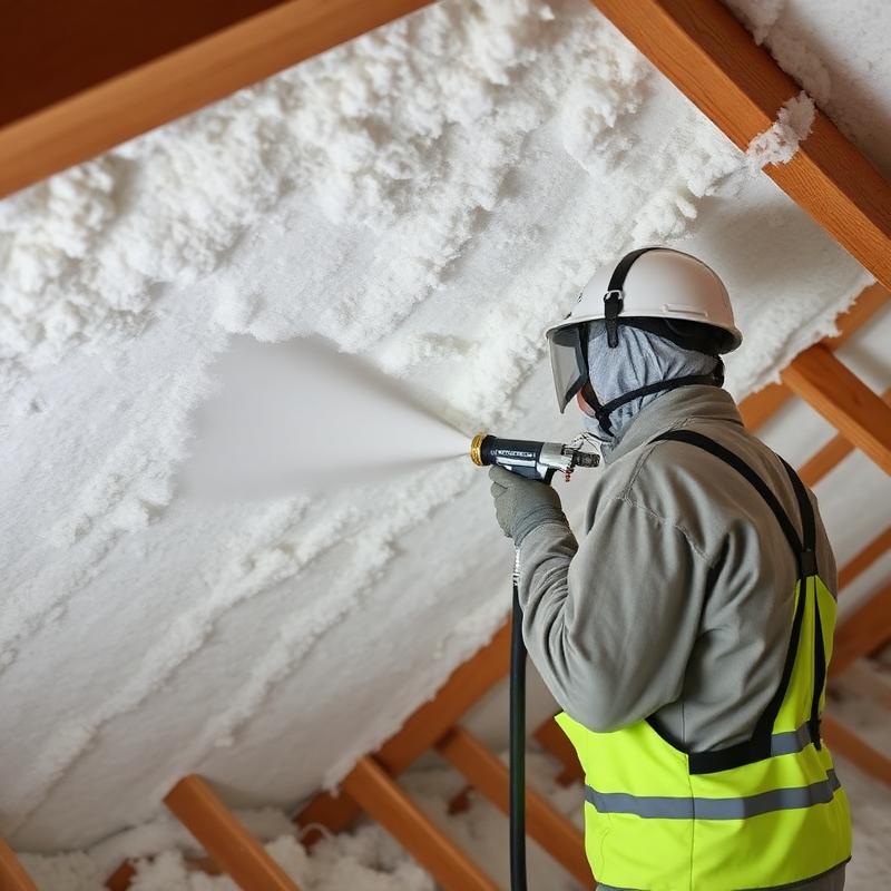 Professional spray foam insulation being applied